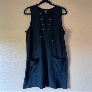 Forever 21 Faux Suede Black Lace Up Dress - Size Large